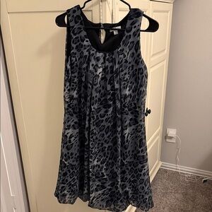 Enfocus Studio Black and Gray Animal Print Mini Dress